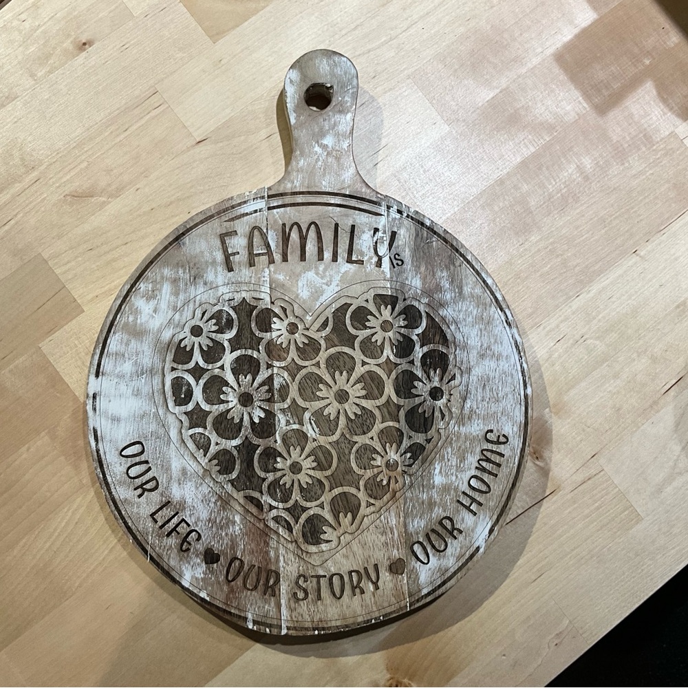 Rustic Wooden Cutting Board with Heart Design